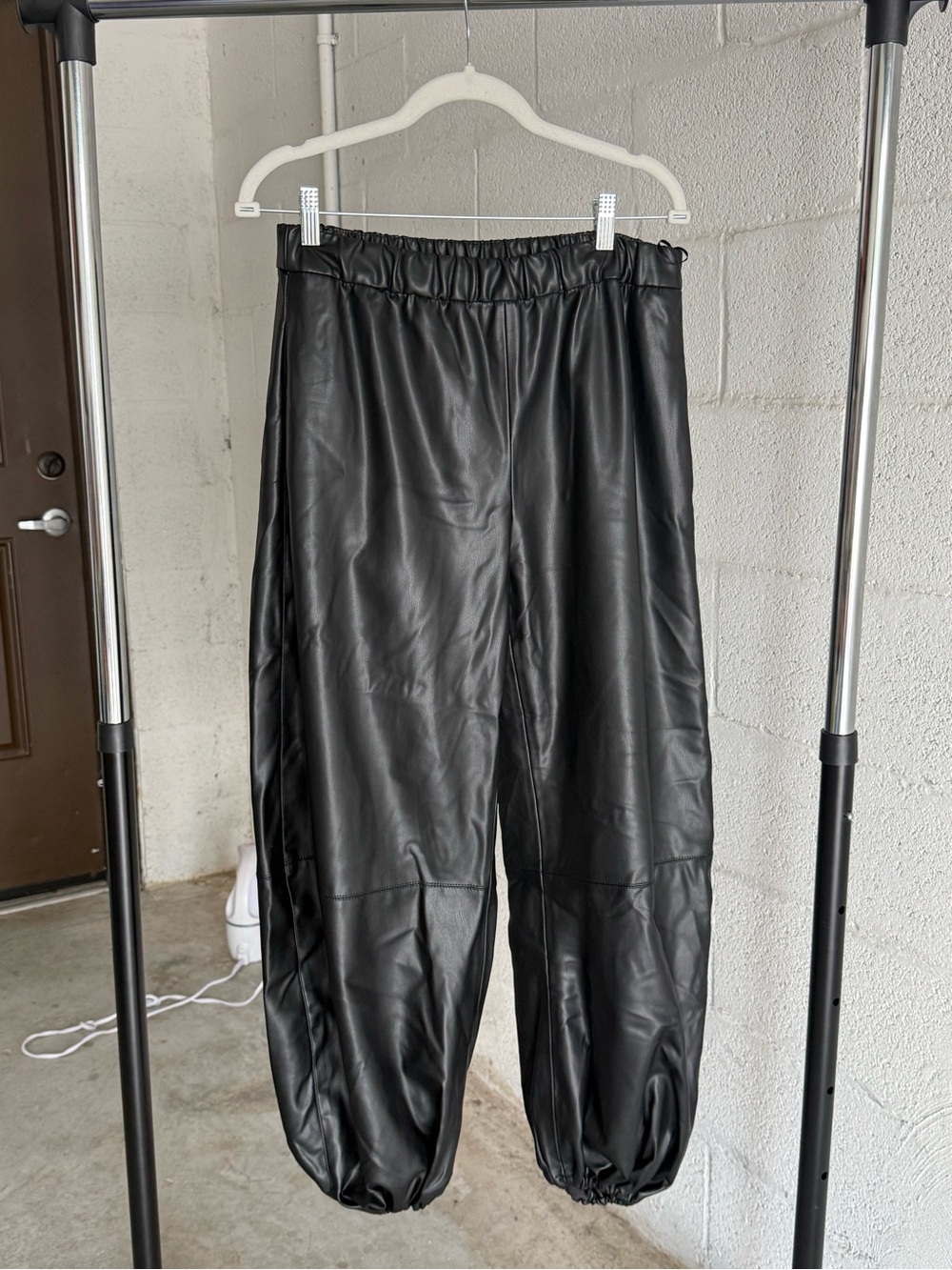 Zara Black Faux Leather Joggers